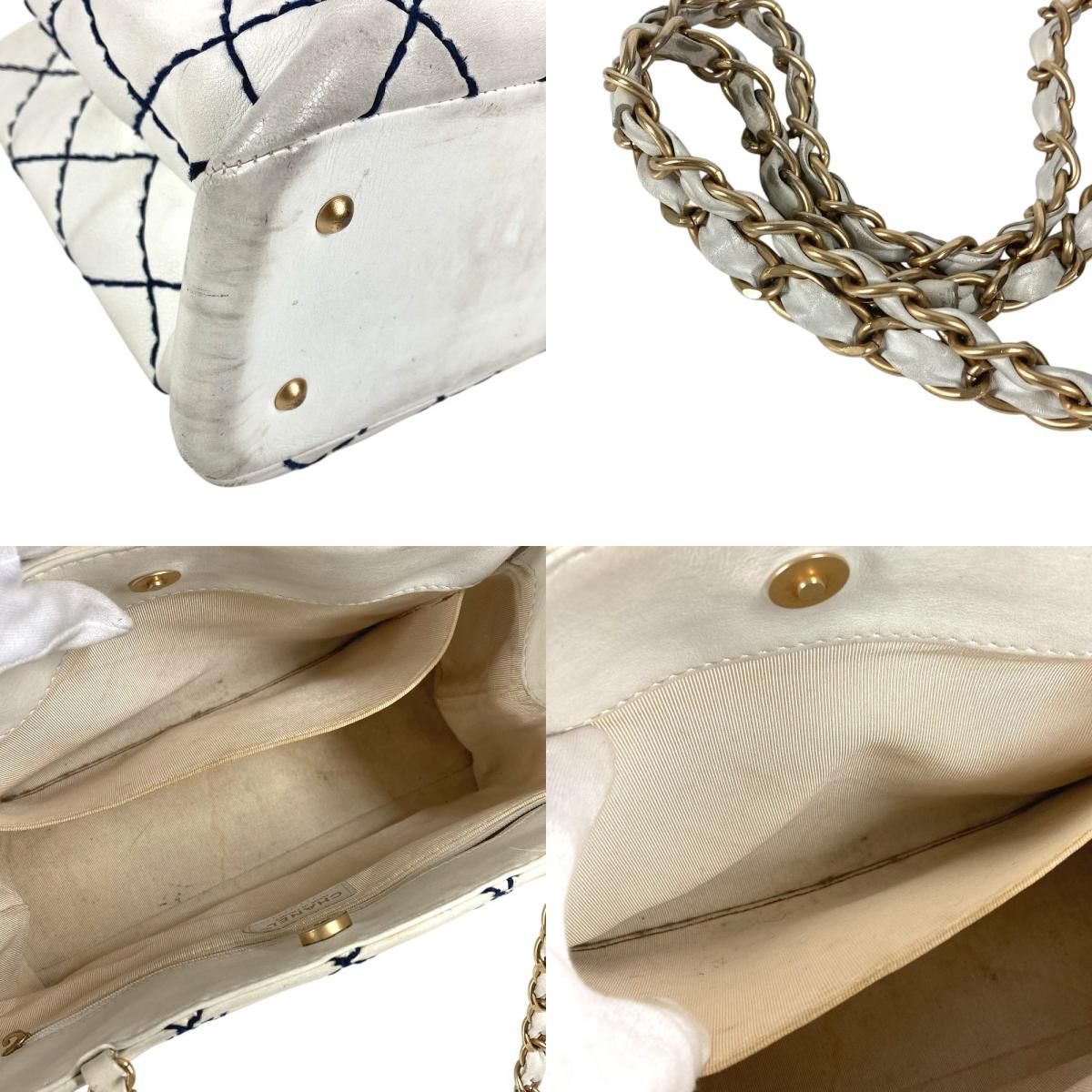 Chanel Shoulder Bag CC Logo Leather White — view 8