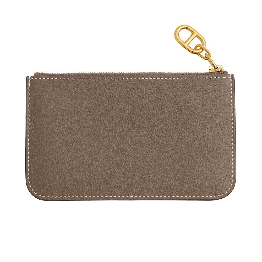 Hermes Card Case Zipengo Chaine D'Ancre Etoupe Gold Evercolor Wallet Set — view 3