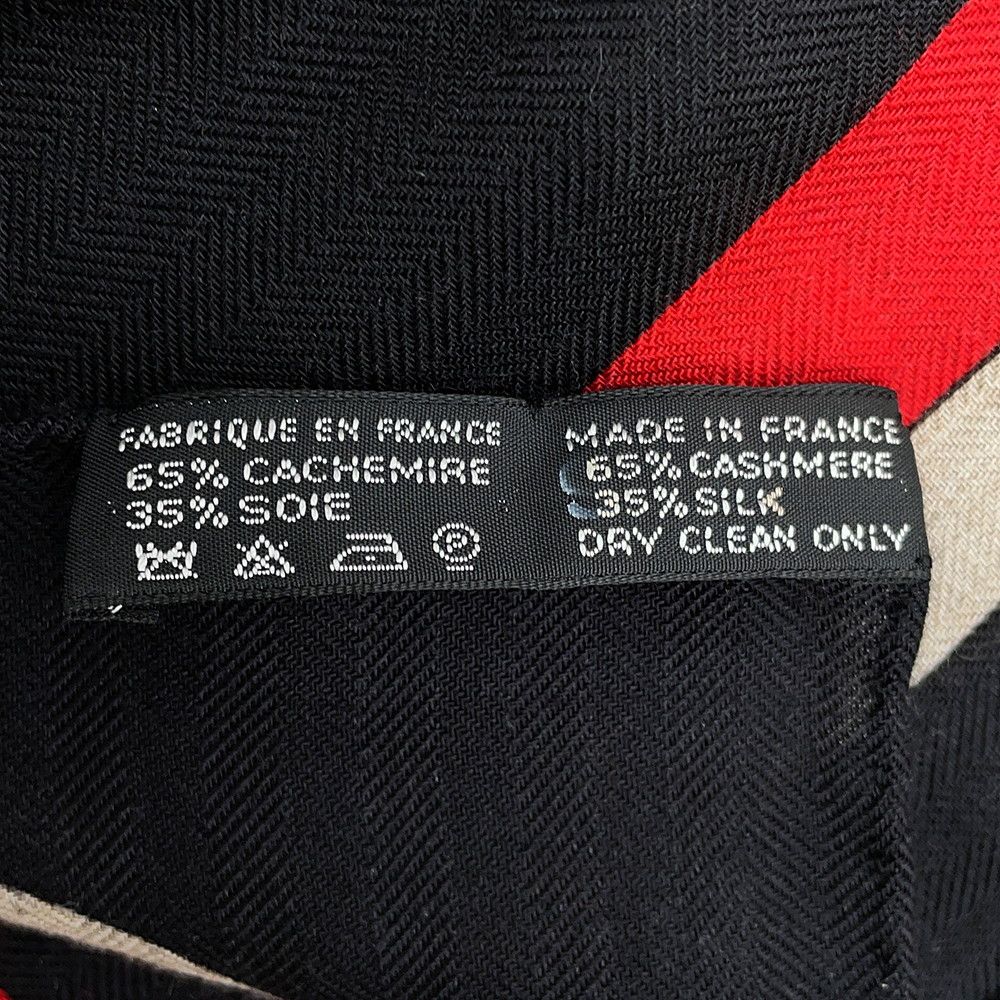 Hermes Shawl Carre Geant 140 Coaching Cashmere Silk Black Scarf — view 7