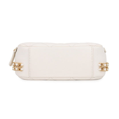 Chanel Chain Shoulder Bag Quilted CC Logo Caviar Leather White — view 3