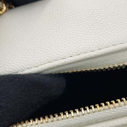 Chanel Chain Shoulder Bag Quilted CC Logo Caviar Leather White — view 7