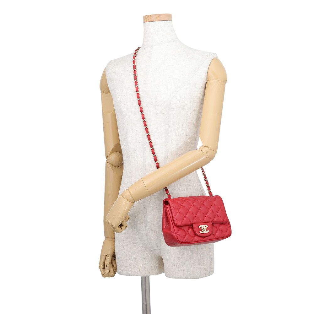 Chanel Chain Shoulder Bag Mini Quilted CC Logo Lambskin — view 4
