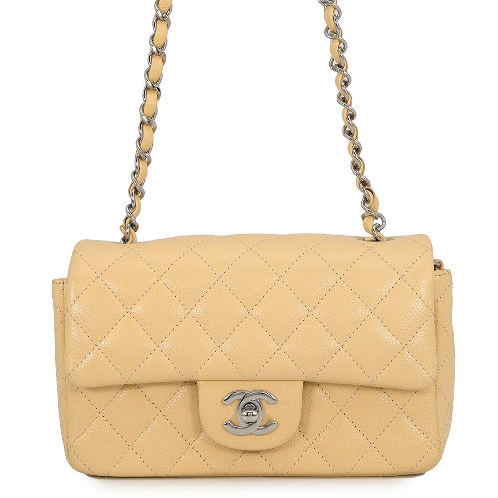 Chanel Chain Shoulder Bag Quilted 20 CC Logo Caviar Leather Mini Flap