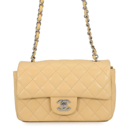 Chanel Chain Shoulder Bag Quilted 20 CC Logo Caviar Leather Mini Flap