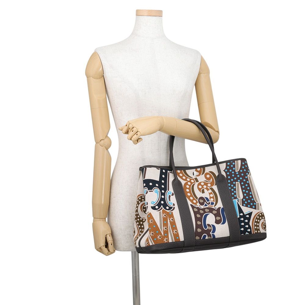 Hermes Tote Bag Garden Party PM Electric Ebene Silver Toile H Negonda — view 4