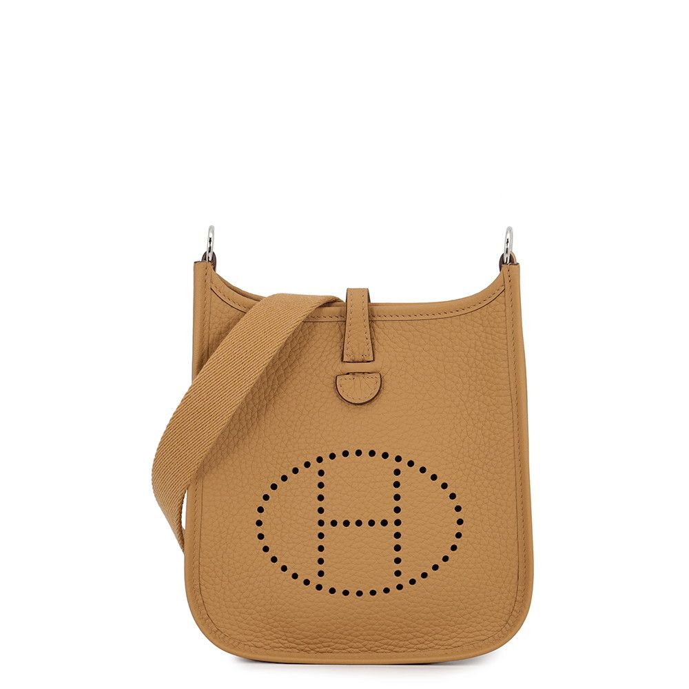 Hermes Shoulder Bag Evelyne TPM 111 Amazon Biscuit Silver Taurillon Clemence