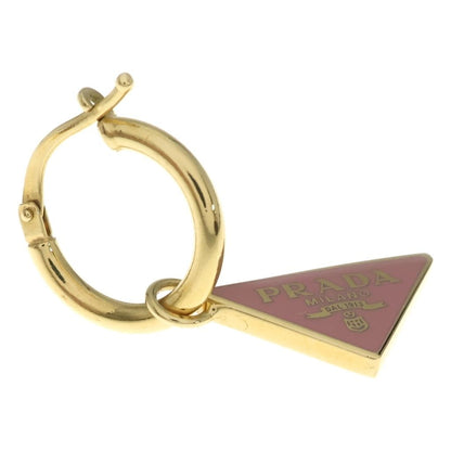 Prada Triangle Logo Earrings Hoop Gold Pink — view 3