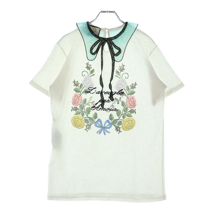 Gucci Floral Blouse Sequin Ribbon Short Sleeve T-Shirt White