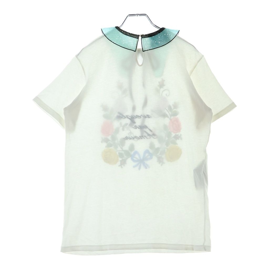 Gucci Floral Blouse Sequin Ribbon Short Sleeve T-Shirt White — view 2
