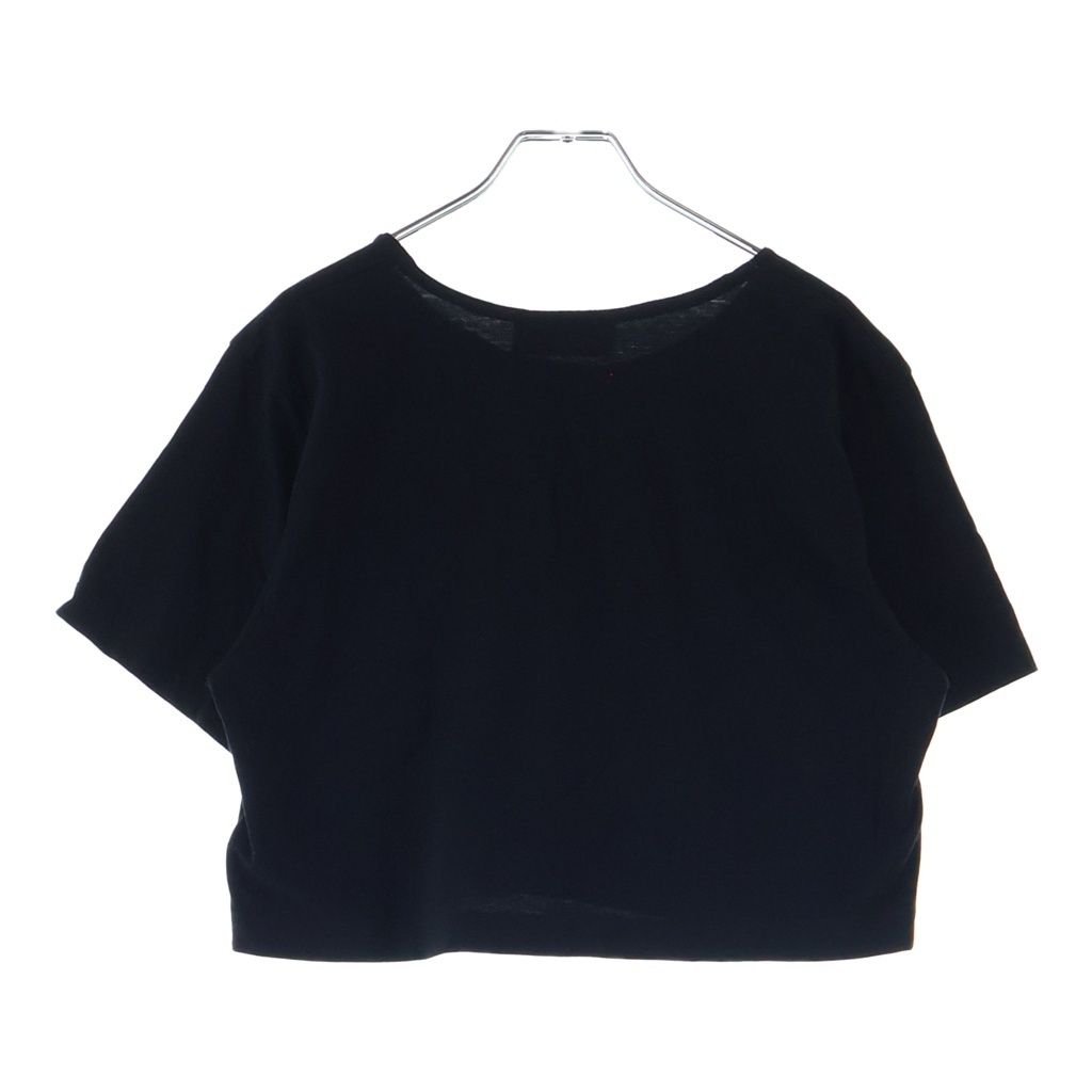 Fendi Front Logo Cropped Crew Neck Short Sleeve T-Shirt Black — view 2