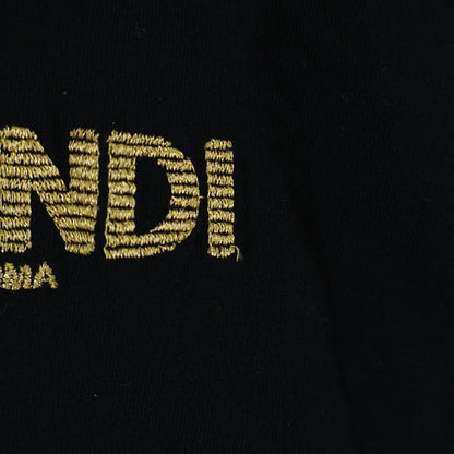 Fendi Front Logo Cropped Crew Neck Short Sleeve T-Shirt Black — view 6