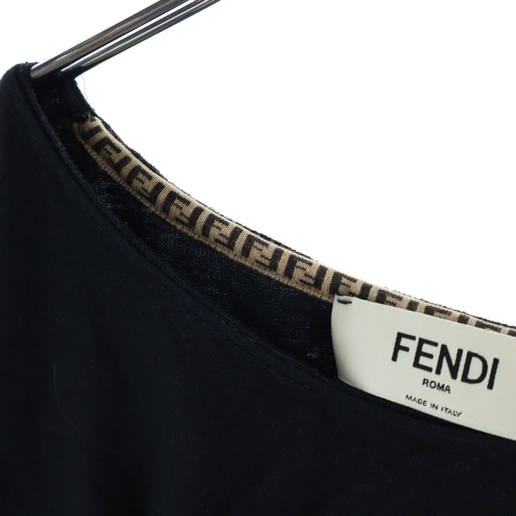 Fendi Front Logo Cropped Crew Neck Short Sleeve T-Shirt Black — view 5