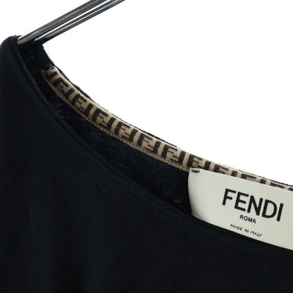 Fendi Front Logo Cropped Crew Neck Short Sleeve T-Shirt Black — view 5