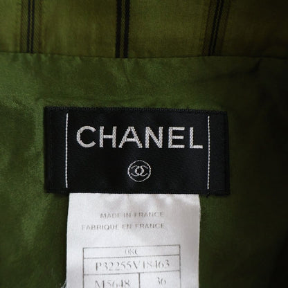 Chanel Stripe Skirt Silk Khaki — view 7