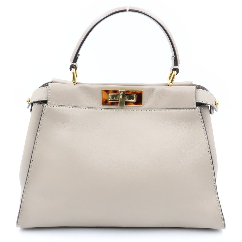 Fendi Peekaboo 2-Way Handbag Beige Leather Street — view 2