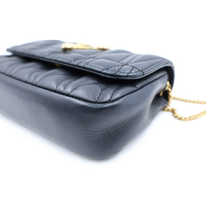 Versace Virtus Logo Plate Quilted Lambskin Leather Chain Shoulder Bag Gold Black — view 5