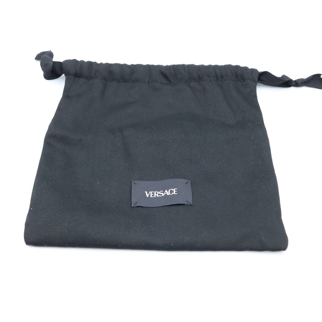 Versace Virtus Logo Plate Quilted Lambskin Leather Chain Shoulder Bag Gold Black — view 8