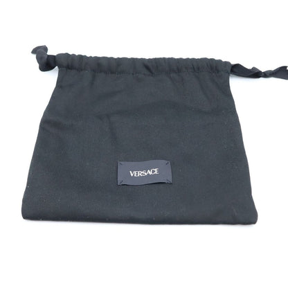 Versace Virtus Logo Plate Quilted Lambskin Leather Chain Shoulder Bag Gold Black — view 8