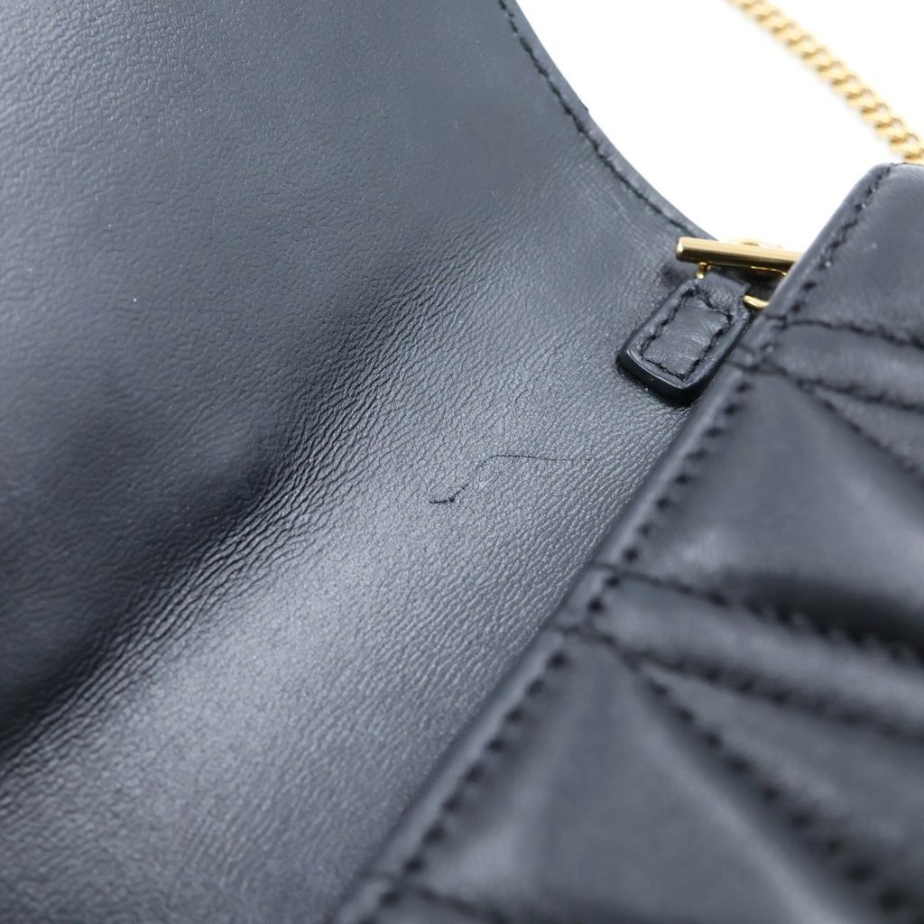 Versace Virtus Logo Plate Quilted Lambskin Leather Chain Shoulder Bag Gold Black — view 6