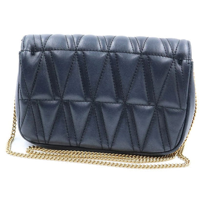 Versace Virtus Logo Plate Quilted Lambskin Leather Chain Shoulder Bag Gold Black — view 2