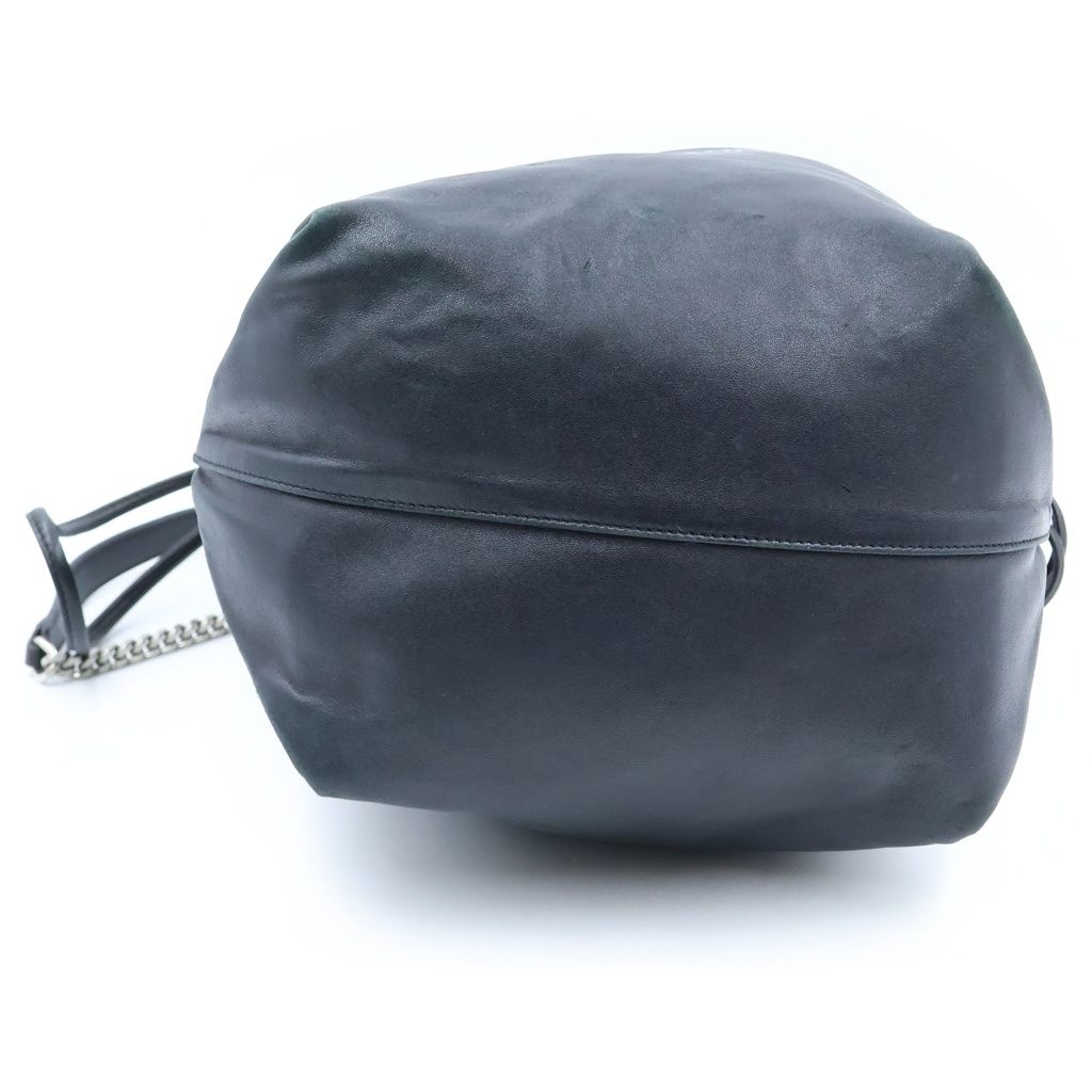 Saint Laurent Paris Teddy Pouch Leather Chain Shoulder Bag Drawstring Black — view 4