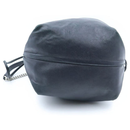 Saint Laurent Paris Teddy Pouch Leather Chain Shoulder Bag Drawstring Black — view 4