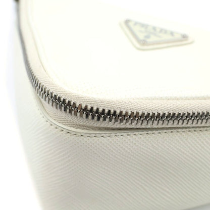 Prada Saffiano Leather Triangle Shoulder Bag White — view 6