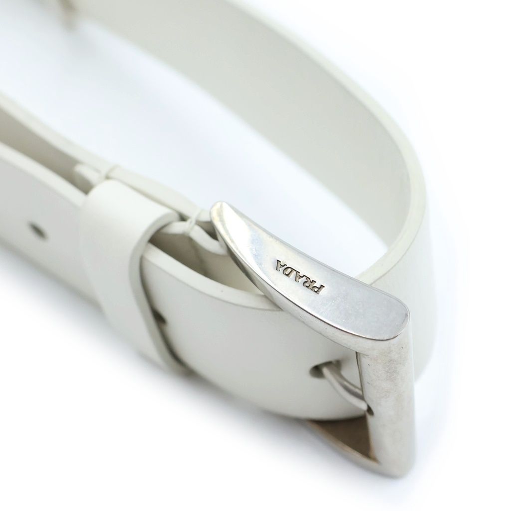 Prada Saffiano Leather Triangle Shoulder Bag White — view 7