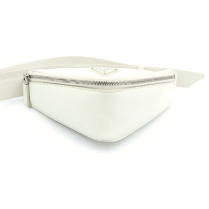 Prada Saffiano Leather Triangle Shoulder Bag White — view 4