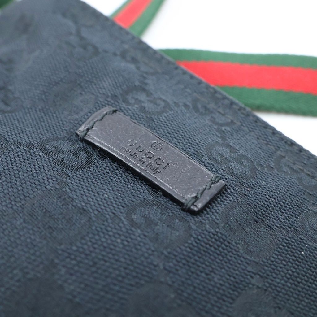 Gucci GG Canvas Sherry Line Leather Shoulder Bag Pochette Black — view 6