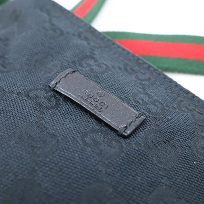 Gucci GG Canvas Sherry Line Leather Shoulder Bag Pochette Black — view 6