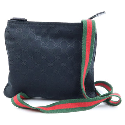 Gucci GG Canvas Sherry Line Leather Shoulder Bag Pochette Black — view 2