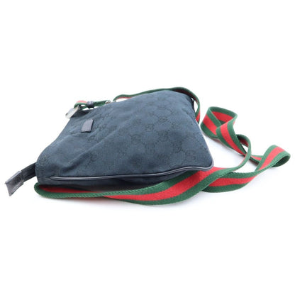 Gucci GG Canvas Sherry Line Leather Shoulder Bag Pochette Black — view 3