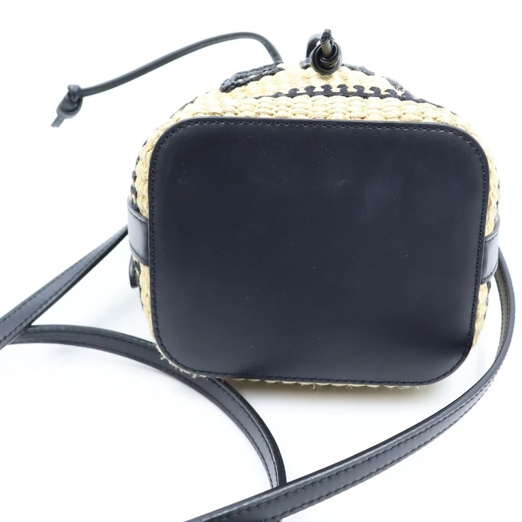 Fendi Mon Tresor Small Shoulder Bag Bucket Raffia Beige Black — view 4