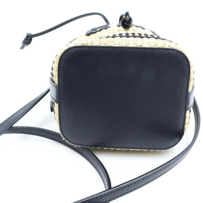 Fendi Mon Tresor Small Shoulder Bag Bucket Raffia Beige Black — view 4