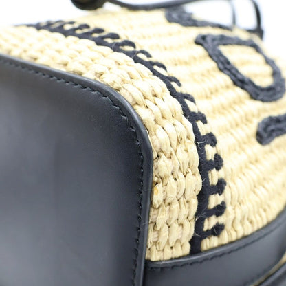 Fendi Mon Tresor Small Shoulder Bag Bucket Raffia Beige Black — view 5