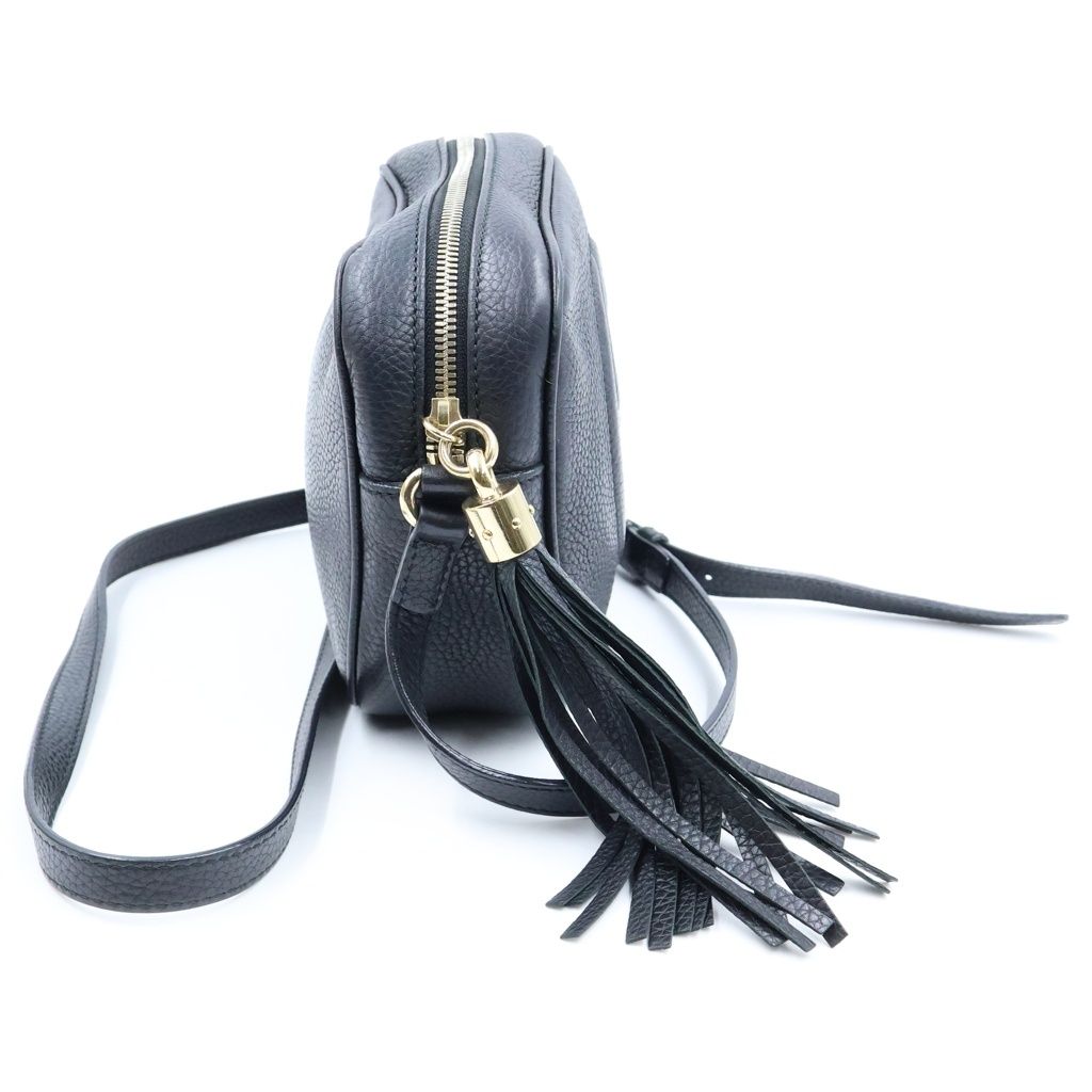Gucci Soho Interlocking Fringe Tassel Leather Shoulder Bag Pochette Black — view 3