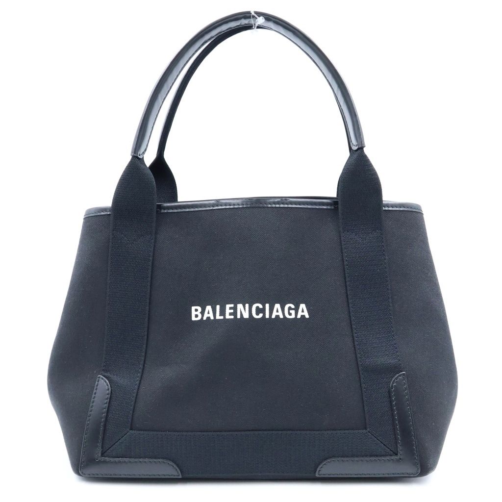 Balenciaga Navy Cabas Tote Bag Black Canvas Leather