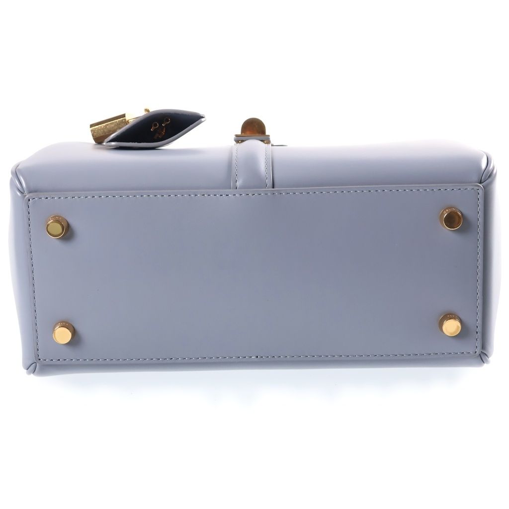 Celine 16 Saise Small Shoulder Back Handbag Gold Leather Blue Gray — view 4