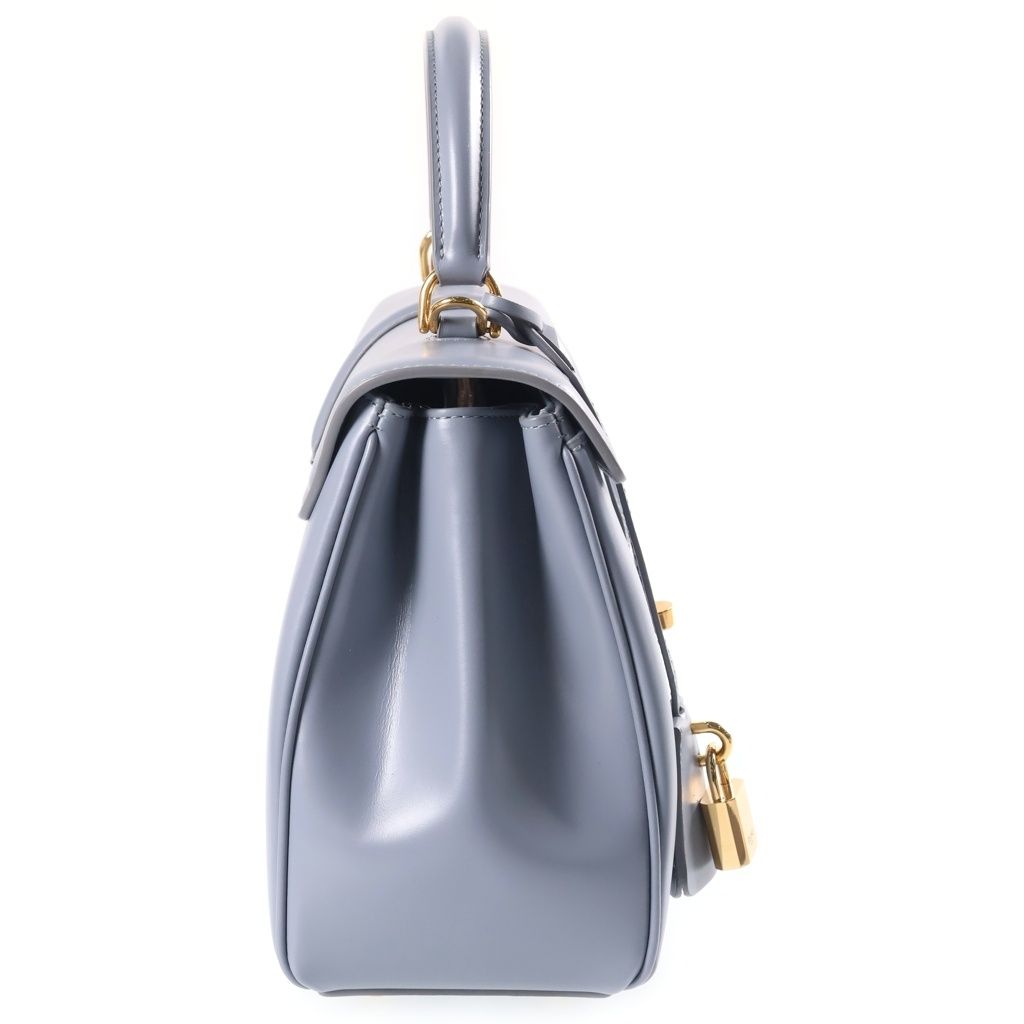 Celine 16 Saise Small Shoulder Back Handbag Gold Leather Blue Gray — view 3