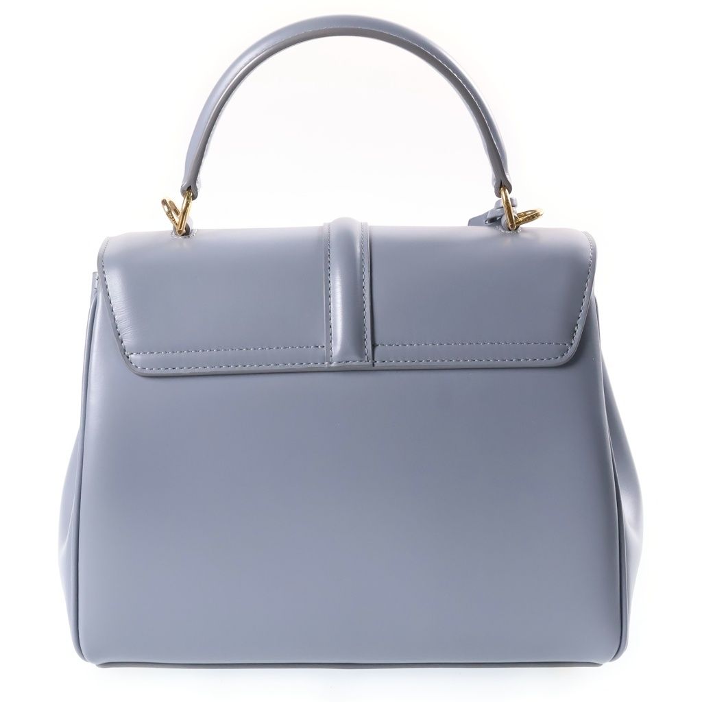 Celine 16 Saise Small Shoulder Back Handbag Gold Leather Blue Gray — view 2