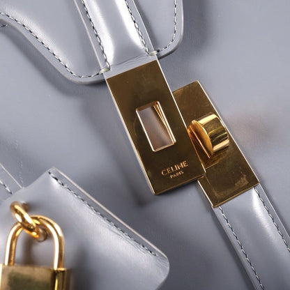 Celine 16 Saise Small Shoulder Back Handbag Gold Leather Blue Gray — view 7