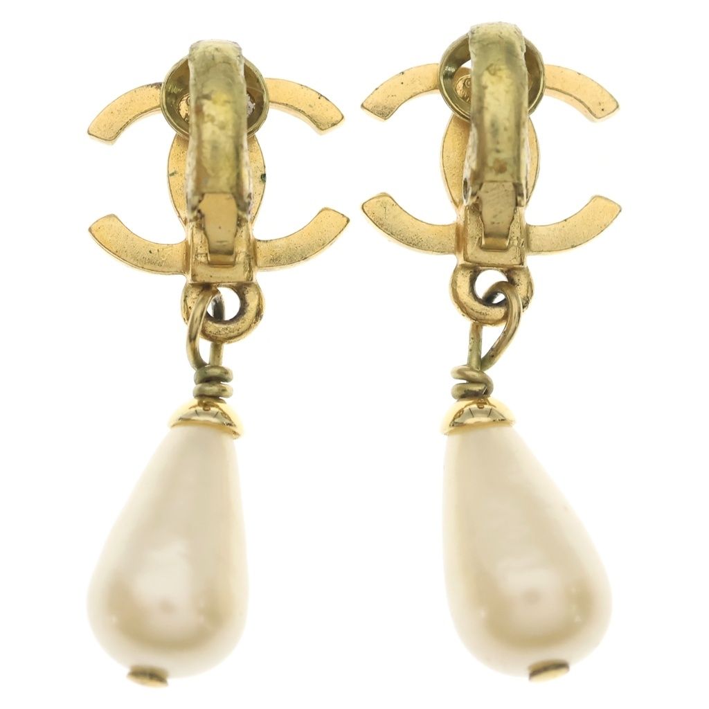 Chanel Faux Pearl Earrings Gold — view 2