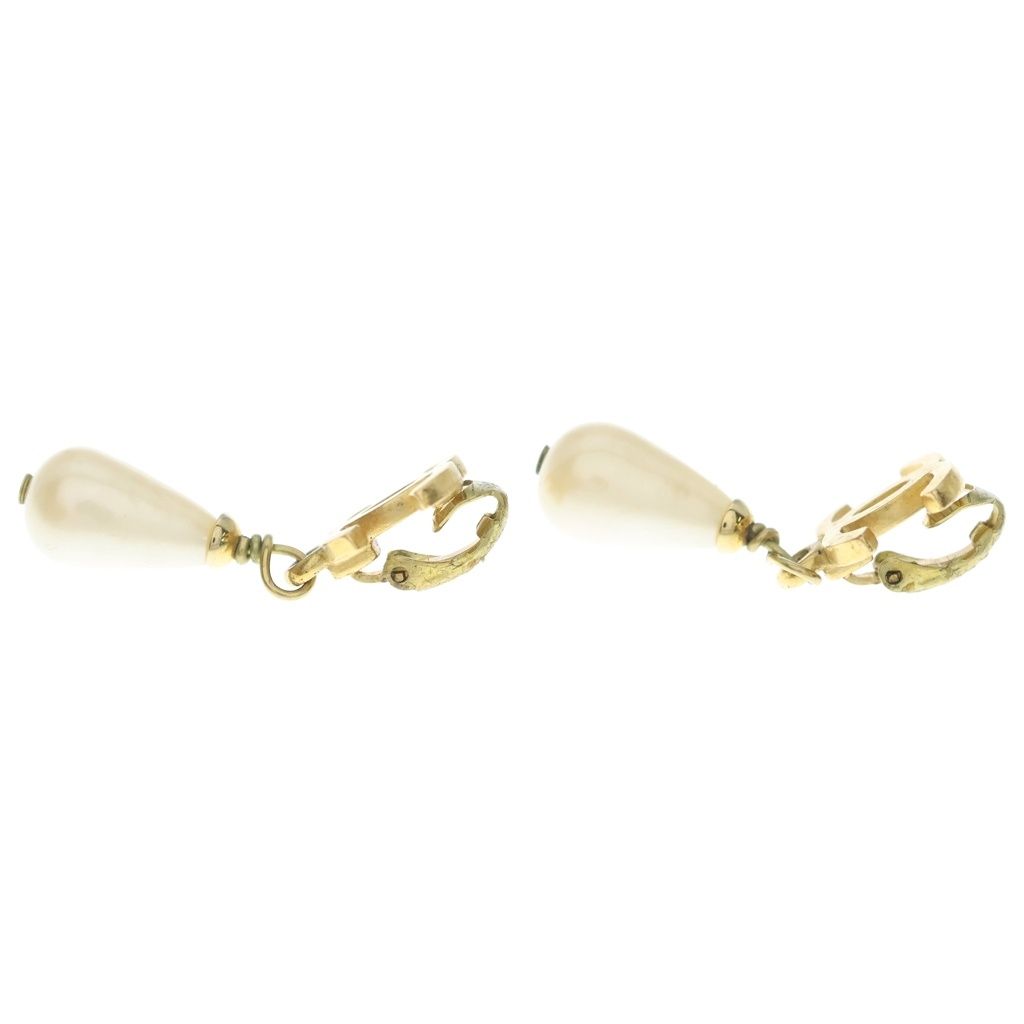Chanel Faux Pearl Earrings Gold — view 3
