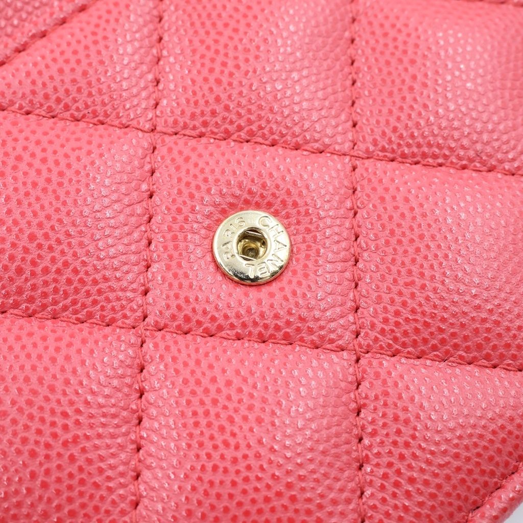 Chanel CC Logo Quilted Caviar Leather Gold Chain Wallet Shoulder Bag Pink — view 7