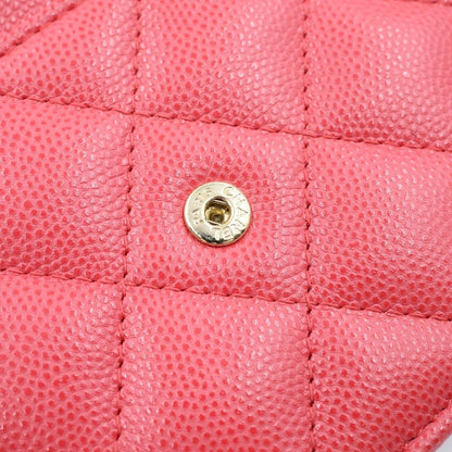Chanel CC Logo Quilted Caviar Leather Gold Chain Wallet Shoulder Bag Pink — view 7