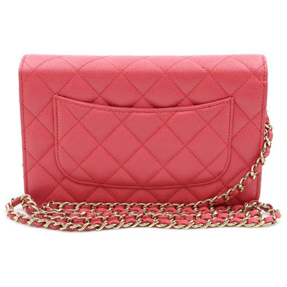 Chanel CC Logo Quilted Caviar Leather Gold Chain Wallet Shoulder Bag Pink — view 2