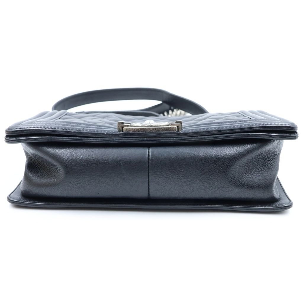 Chanel Boy 25 Quilted Lambskin Silver Chain Shoulder Bag Black — view 4