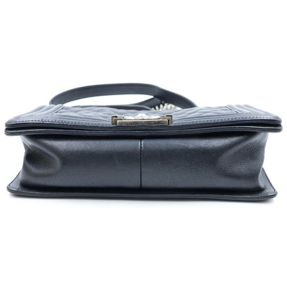 Chanel Boy 25 Quilted Lambskin Silver Chain Shoulder Bag Black — view 4