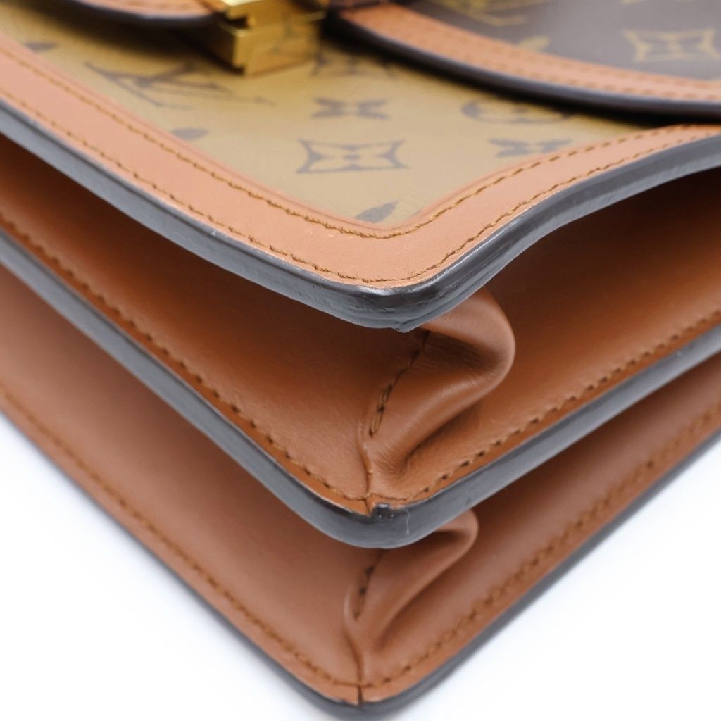 Louis Vuitton Monogram Reverse Dauphine MM Leather Shoulder Bag Brown — view 5